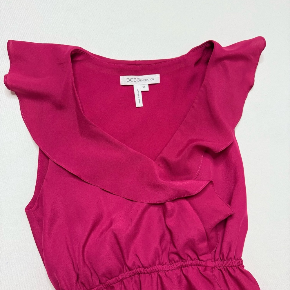 BCBGeneration Pink Asymmetrical Faux Wrap Ruffle Sleeveless Dress Size XS - Picture 5 of 7